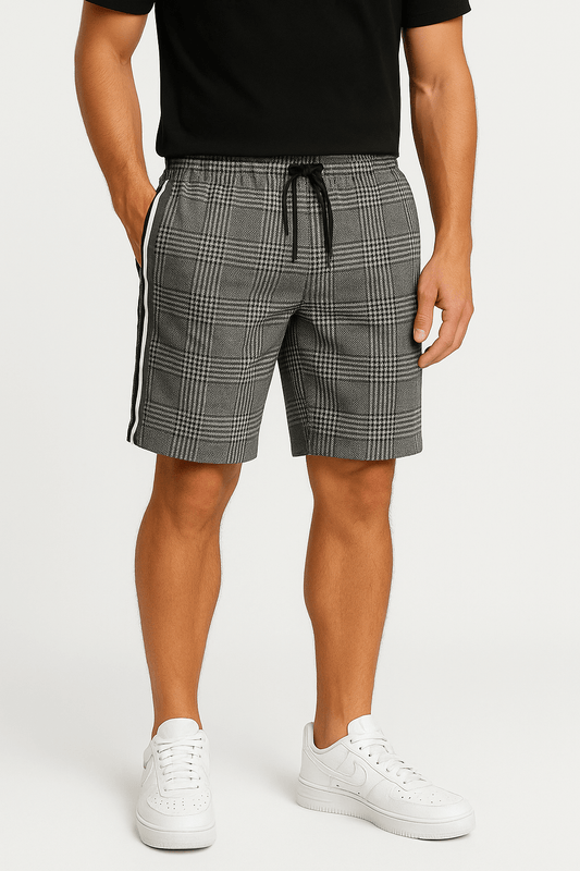 Checked Bermuda Shorts with Drawstring Waist