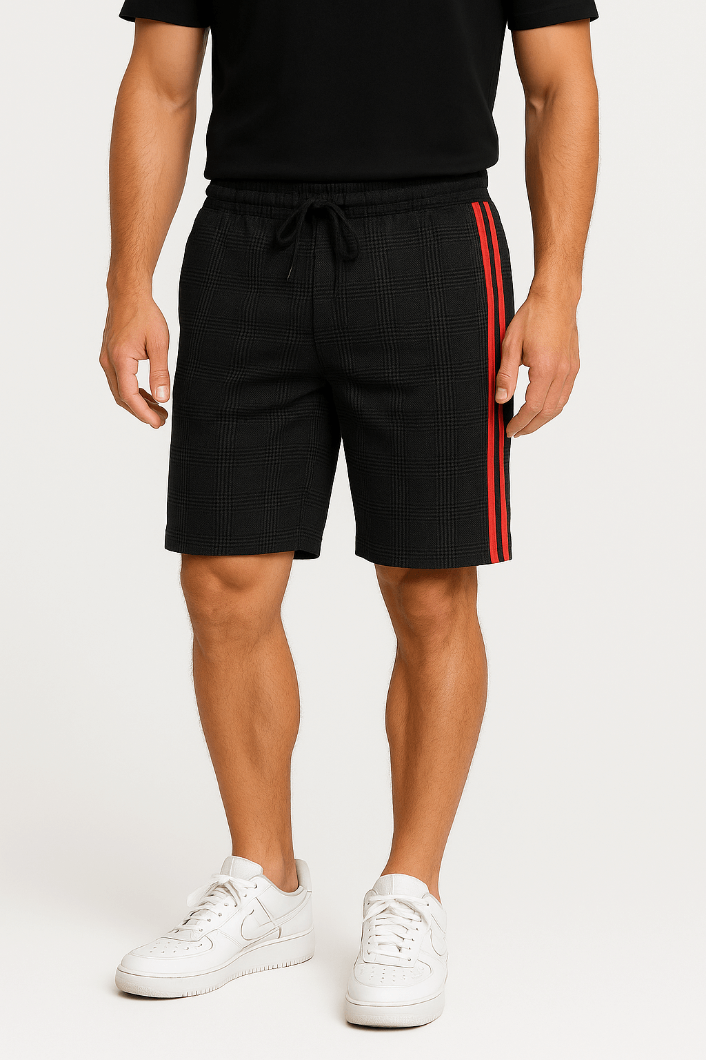 Checked Bermuda Shorts with Drawstring Waist