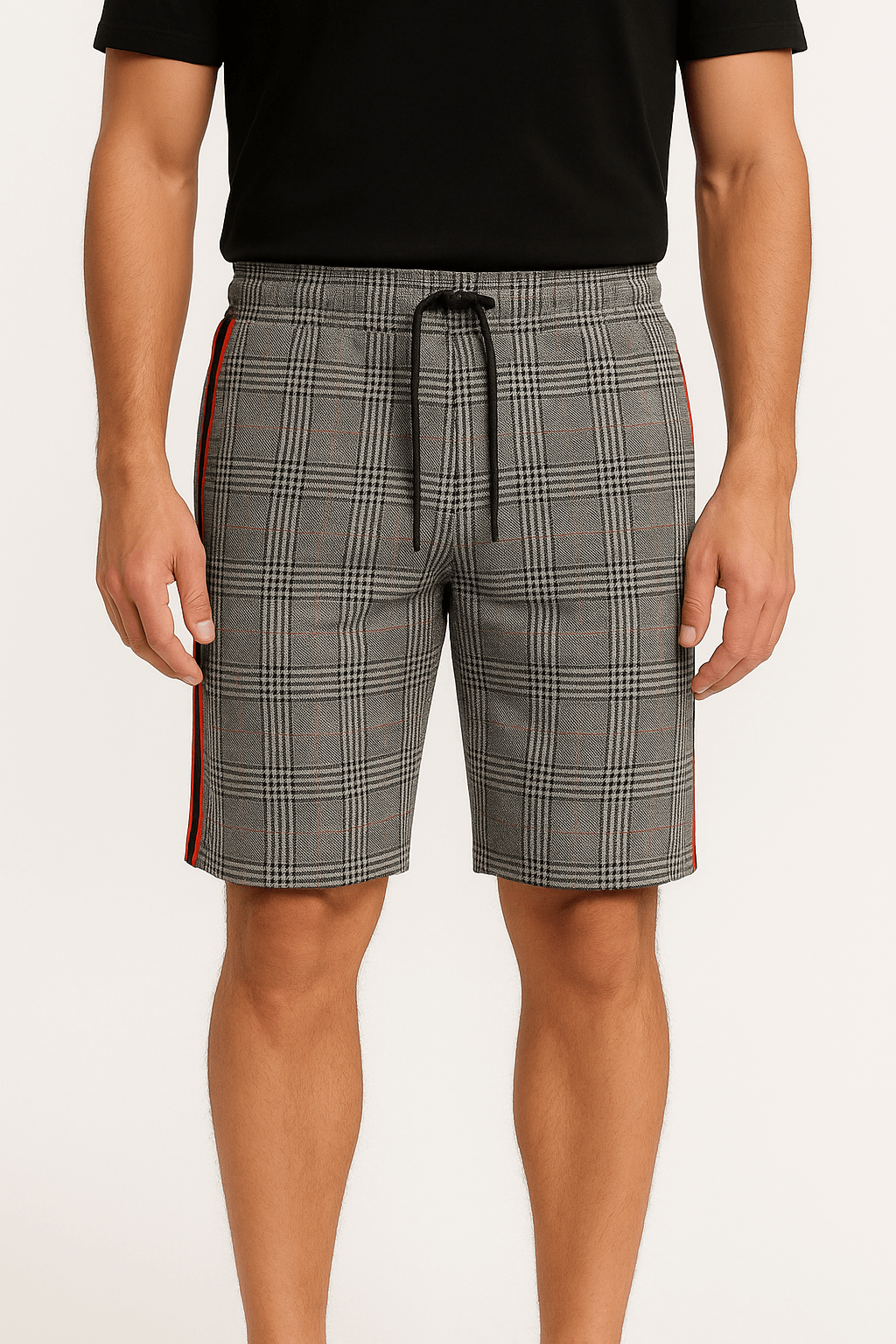 Checked Bermuda Shorts with Drawstring Waist
