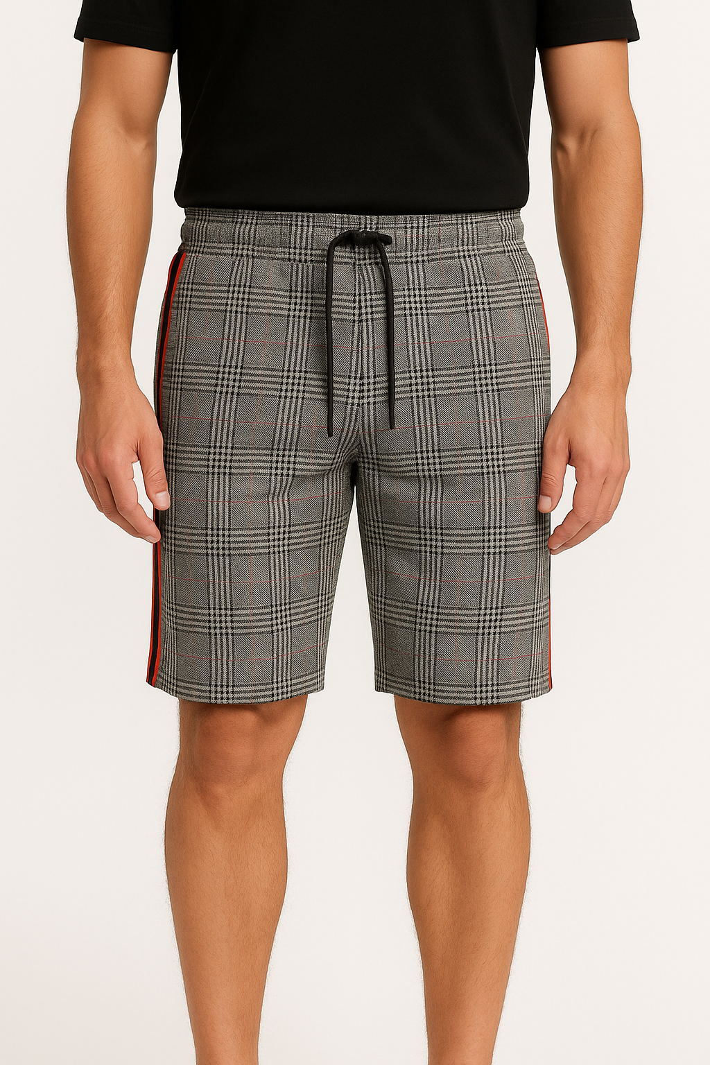 Checked Bermuda Shorts with Drawstring Waist