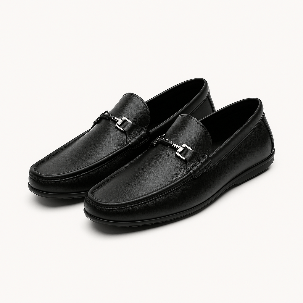 Classic Leather Moccasins with Metallic Detail