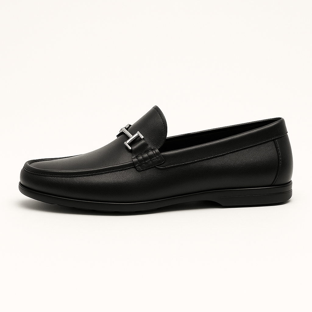 Classic Leather Moccasins with Metallic Detail