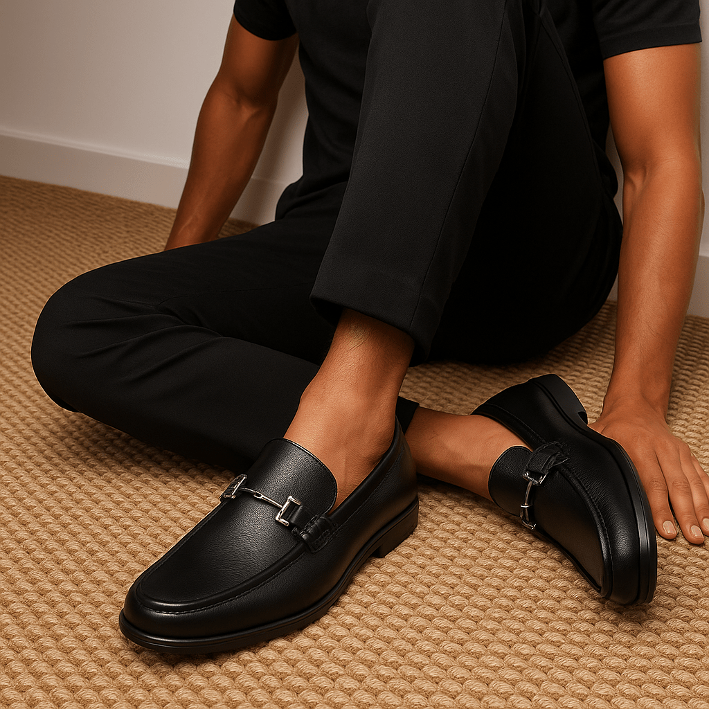 Classic Leather Moccasins with Metallic Detail
