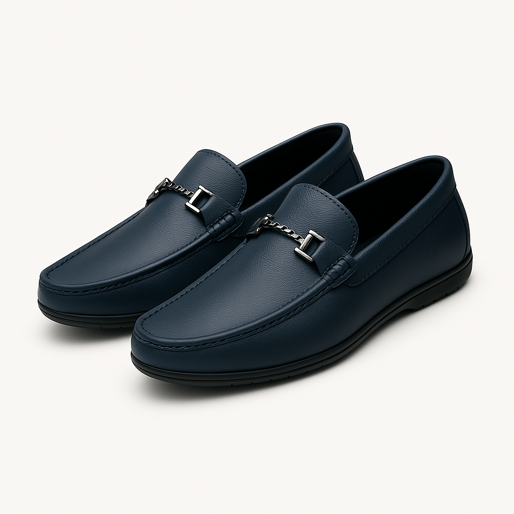 Classic Leather Moccasins with Metallic Detail