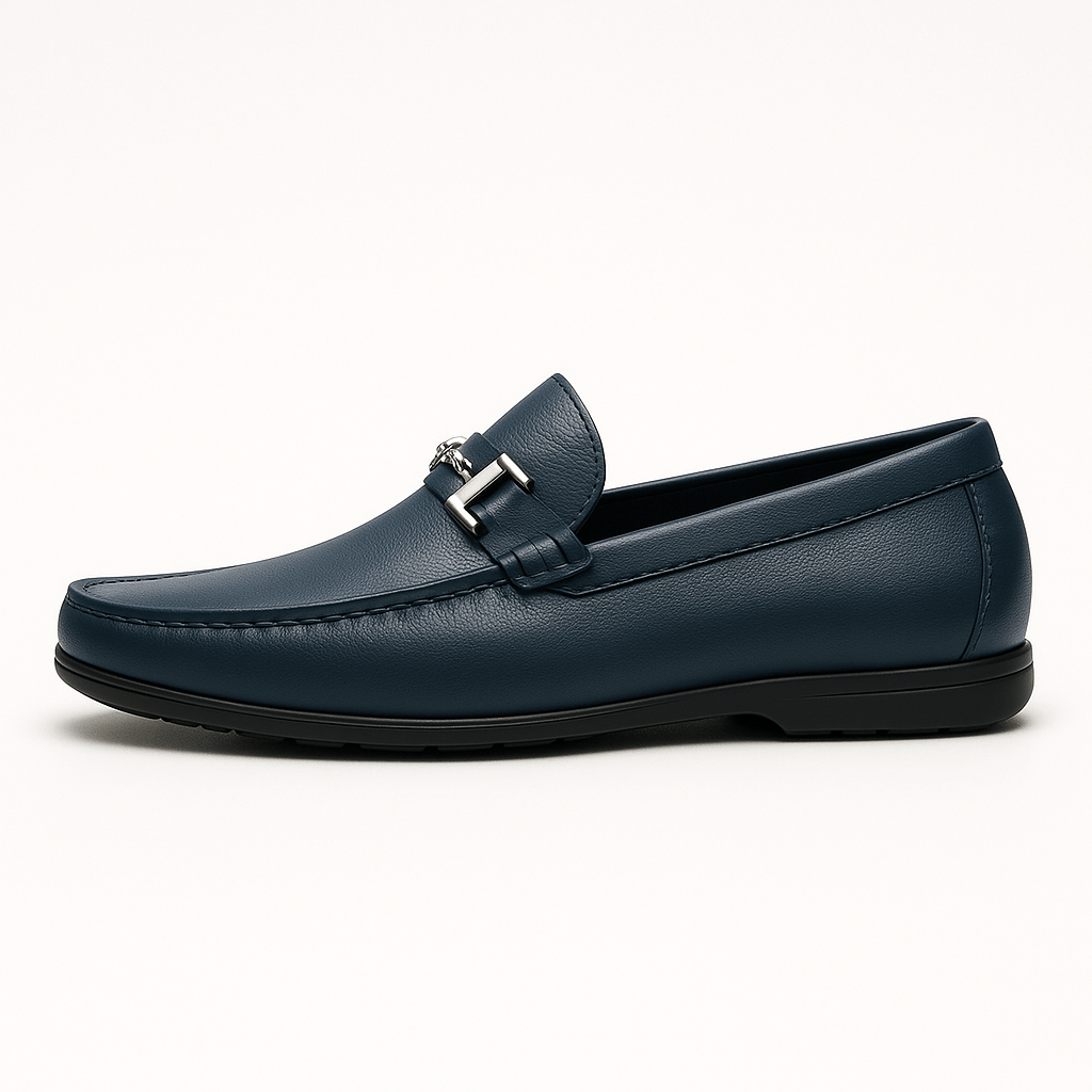 Classic Leather Moccasins with Metallic Detail