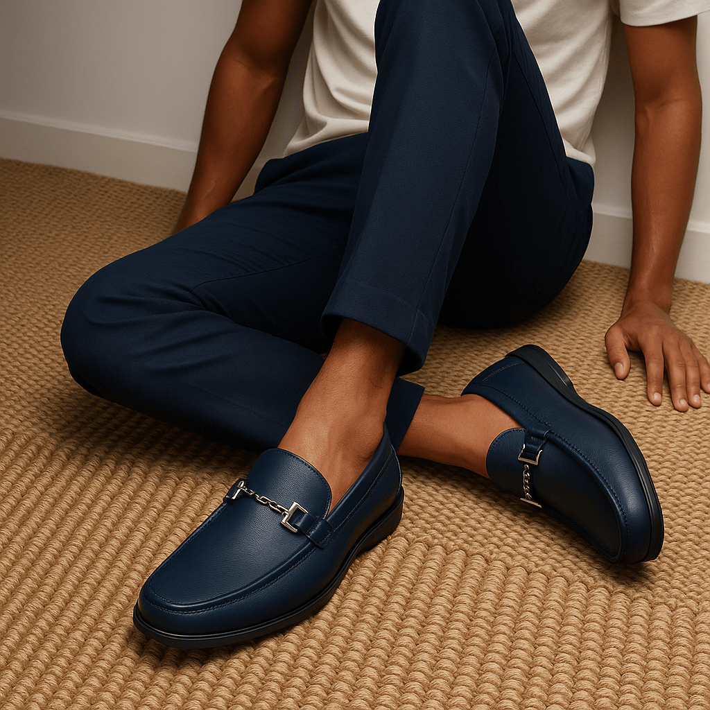 Classic Leather Moccasins with Metallic Detail