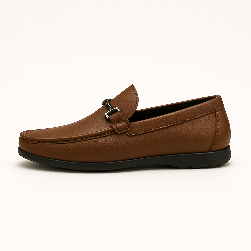 Classic Leather Moccasins with Metallic Detail