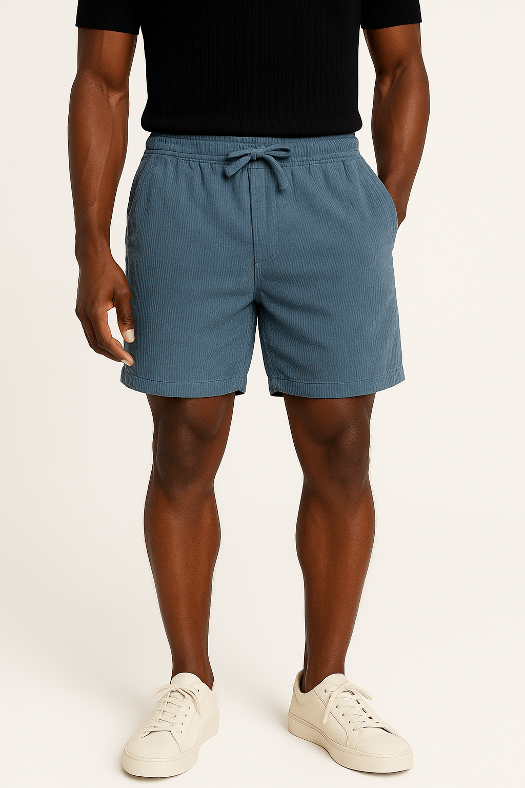 Light Blue Corduroy Bermuda Shorts