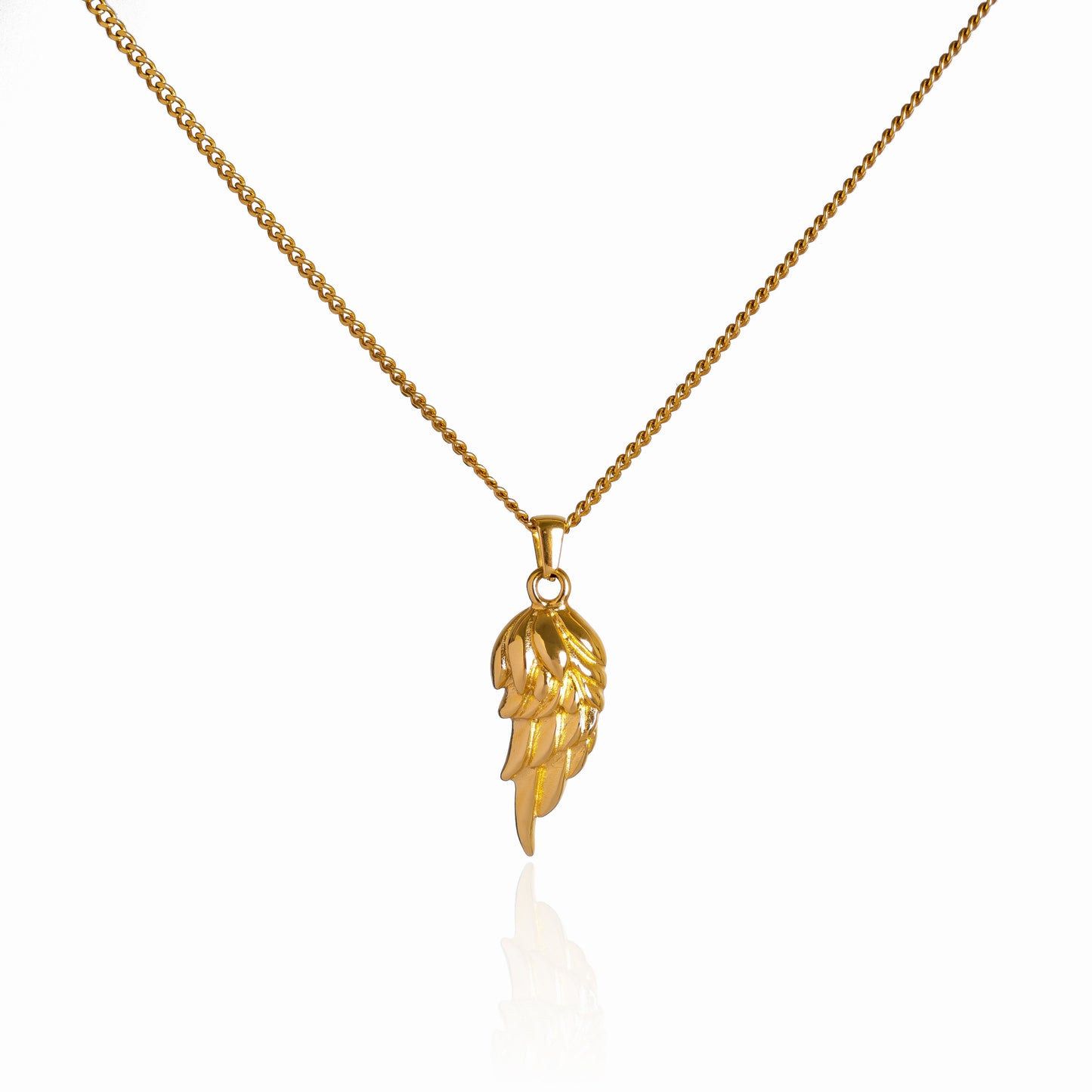 Gold Feather Pendant Necklace