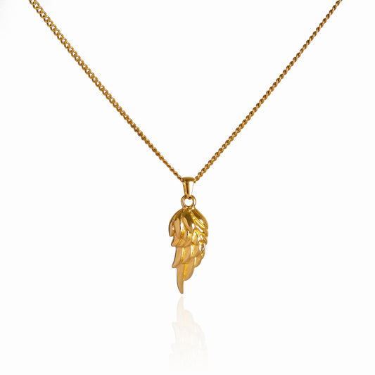 Gold Feather Pendant Necklace