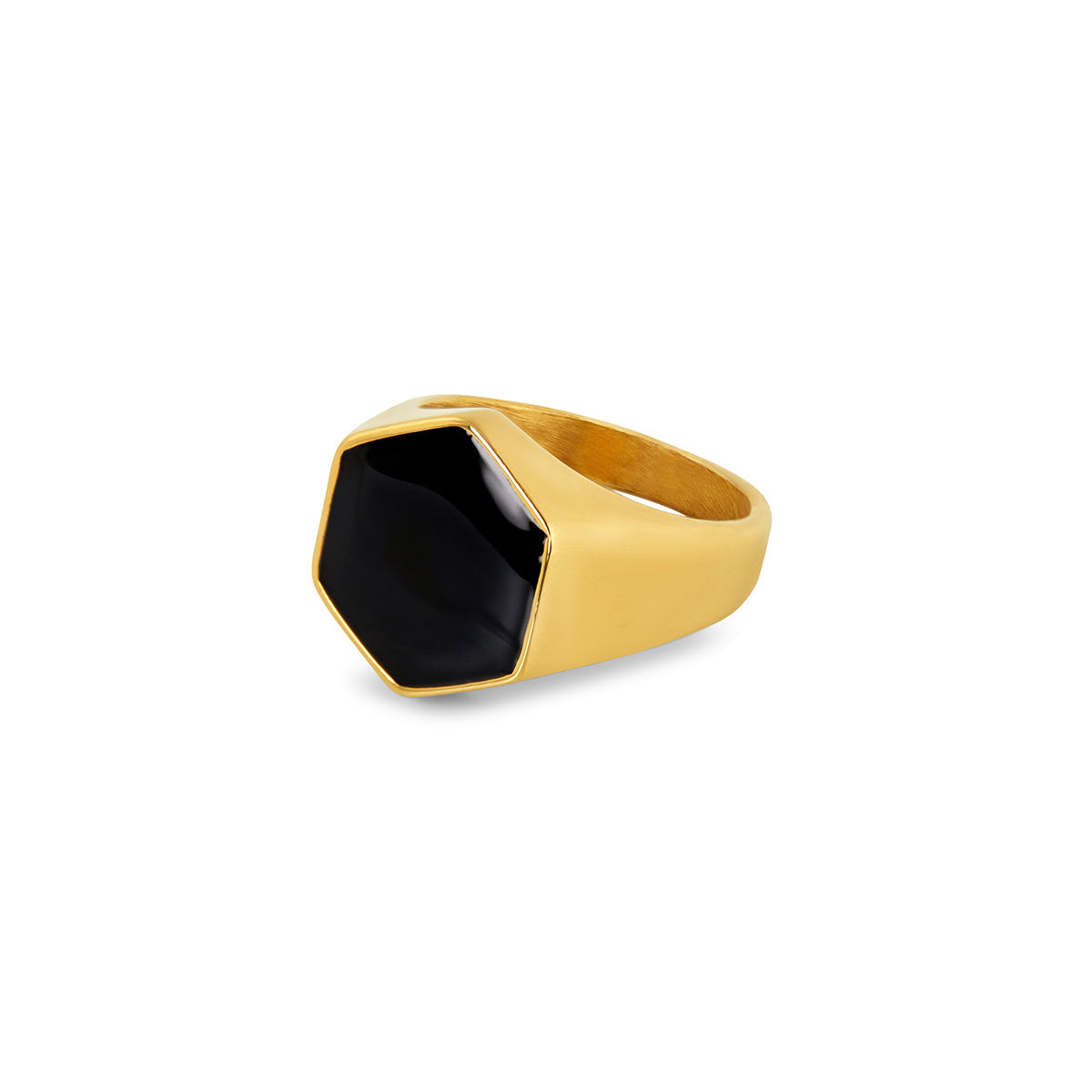 Gold Ring with Black Onyx Stone
