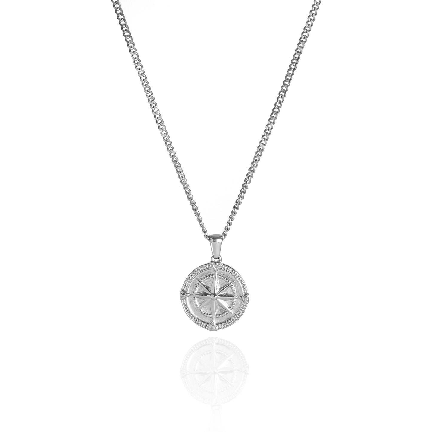 Silver Compass Pendant Necklace