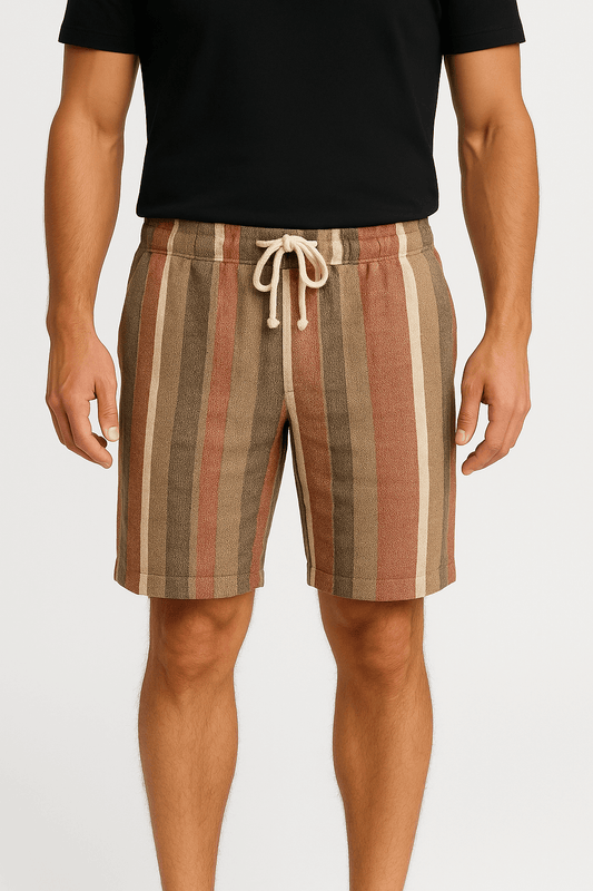 Elegant Striped Bermuda Shorts with Adjustable Waist