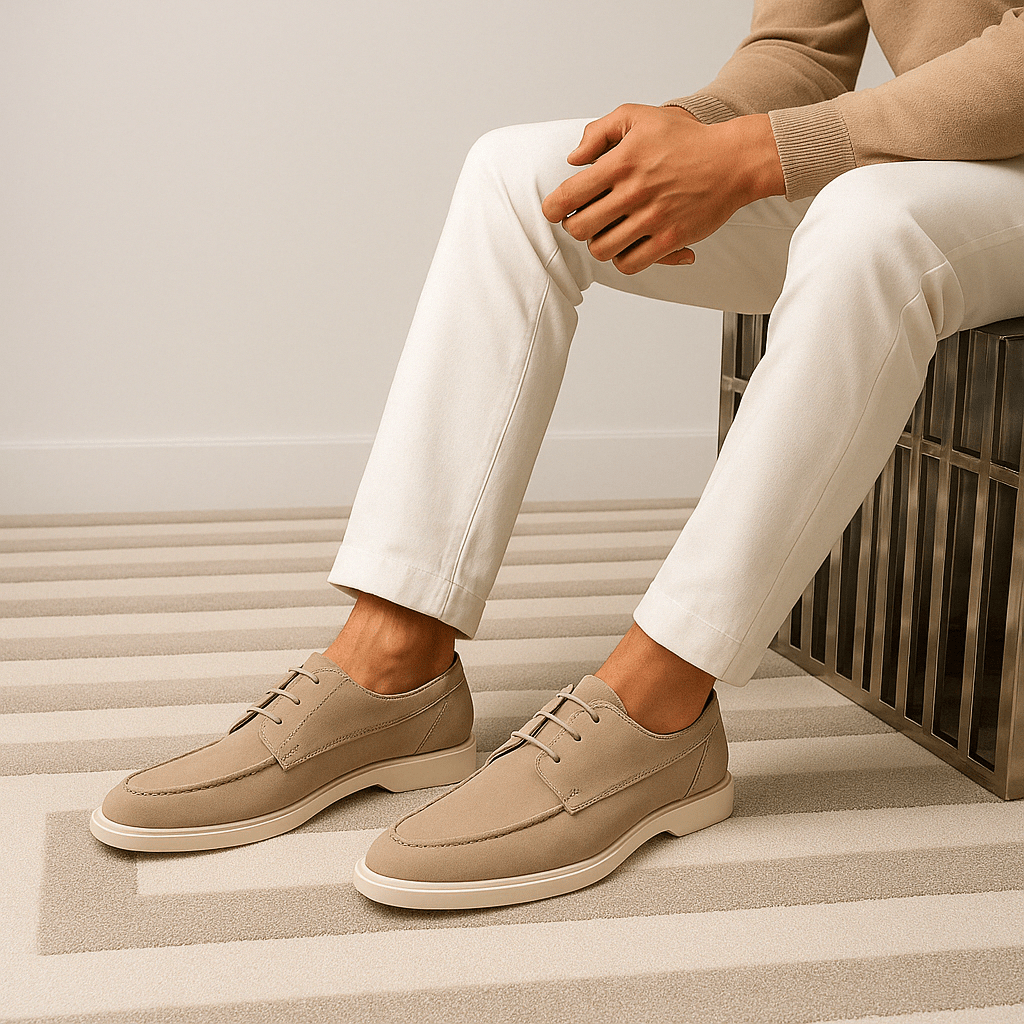 Minimalist Lace-Up Suede Moccasins