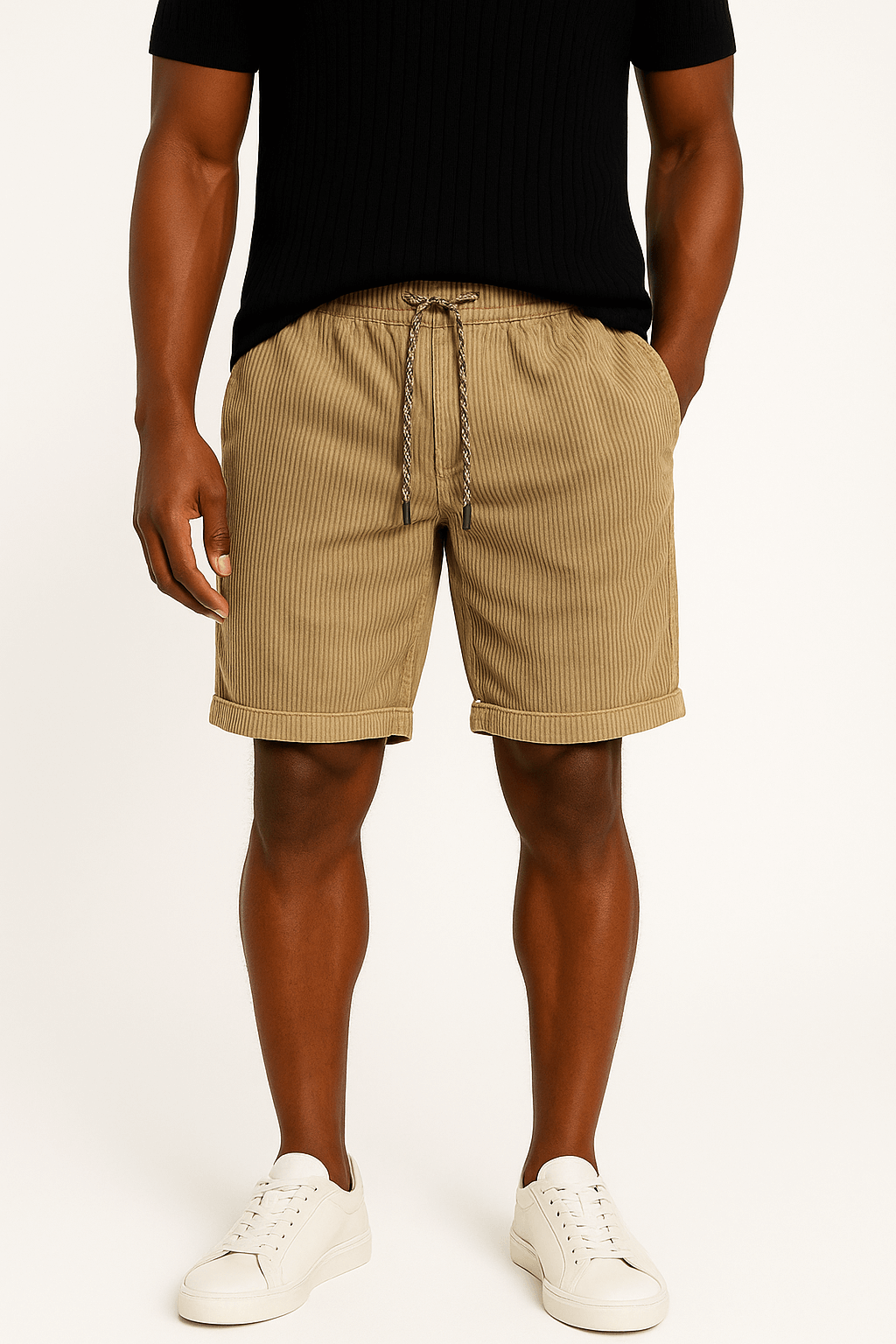 Textured Summer Bermuda Shorts