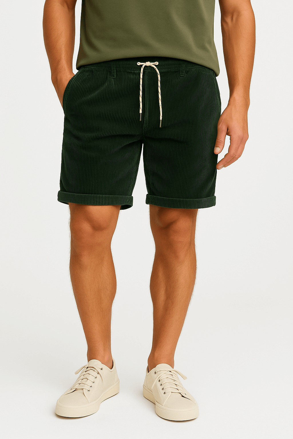 Textured Summer Bermuda Shorts